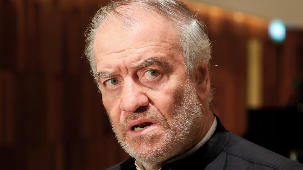 Conductor Valery Gergiev looks on after a concert by the Mariinsky Theatre Symphony Orchestra marking the 50th birthday of violinist Vadim Repin at the Zaryadye Concert Hall on 5 September 2021