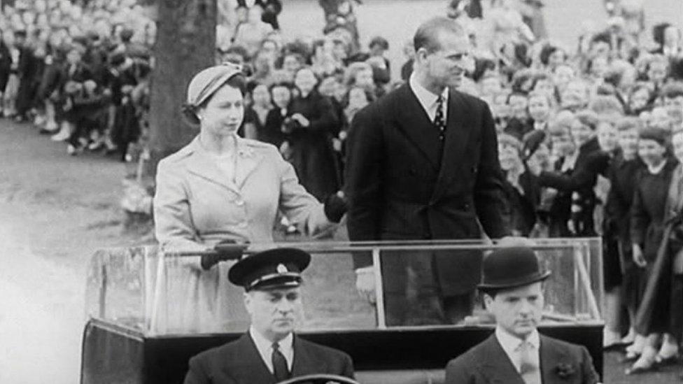 The Queen and Duke of Edinburgh in Gloucester 1955