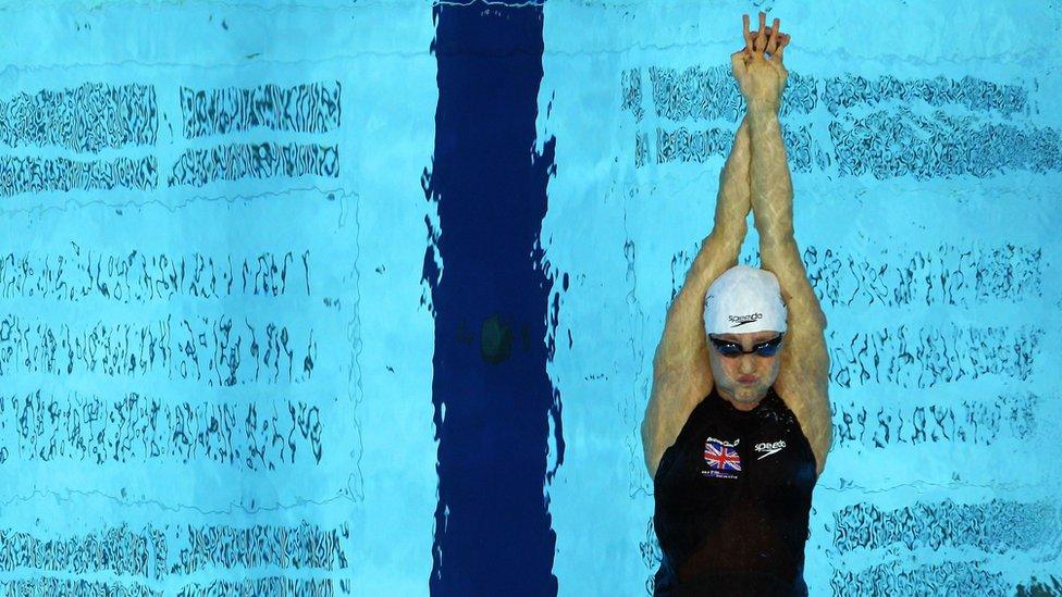 Elizabeth Simmonds of Loughborough University competes in the Womens Open 100m Backstroke Semi Final during day two of the British Gas Swimming Championships at The London Aquatics Centre on March 4, 2012 in London, England. (Photo by Richard Heathcote/Getty Images)