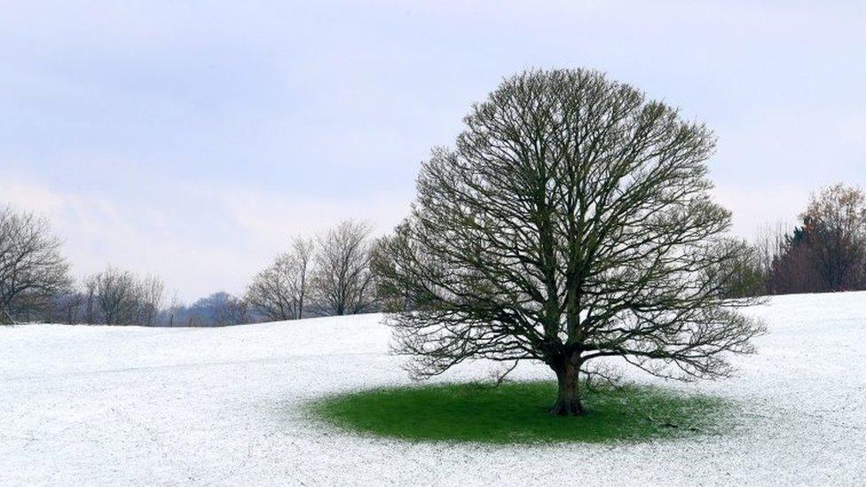 A snow covered field near Ashford in Kent