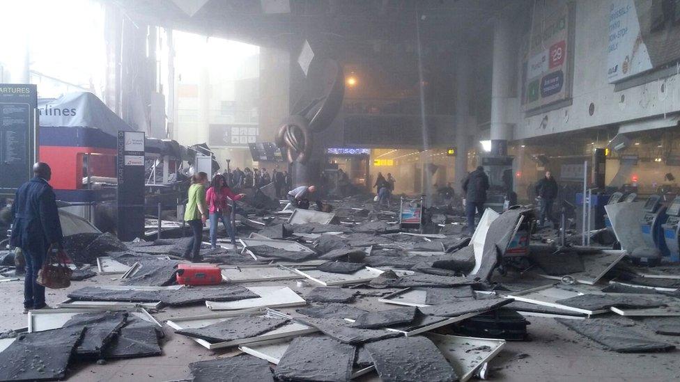 Scene inside Brussels airport