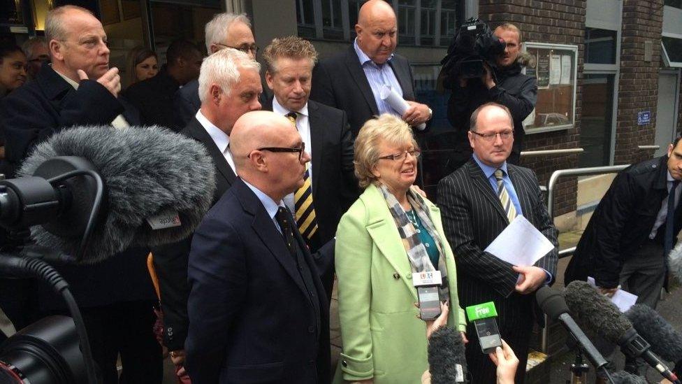 Julie Hambleton outside the hearing