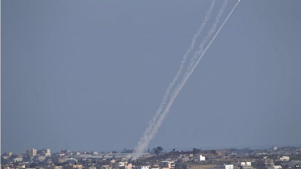 Rocket fired from Gaza towards Israel (16/07/14)