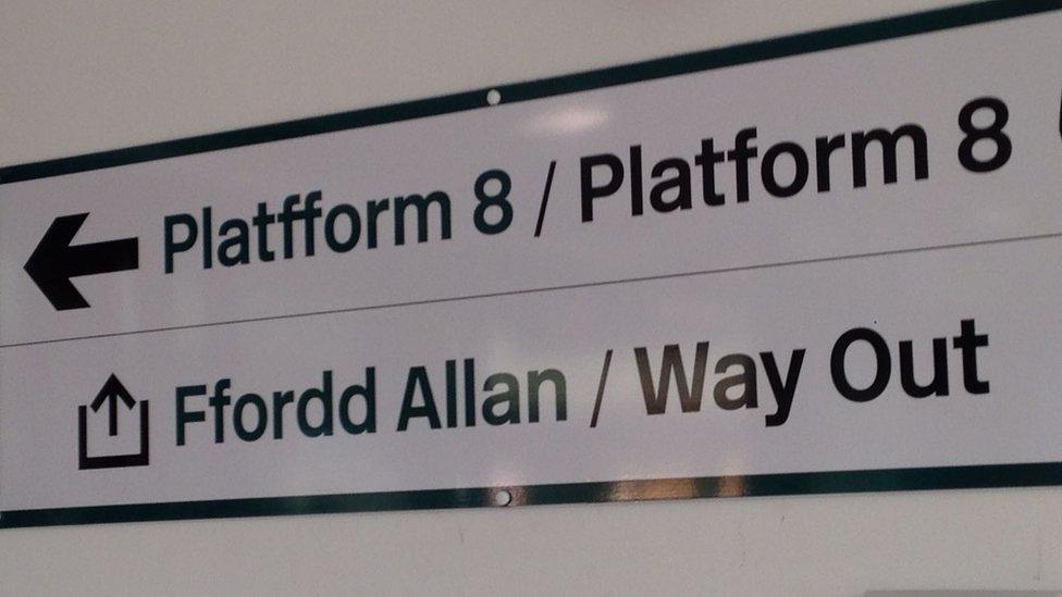 Platform 8 sign at Cardiff Central