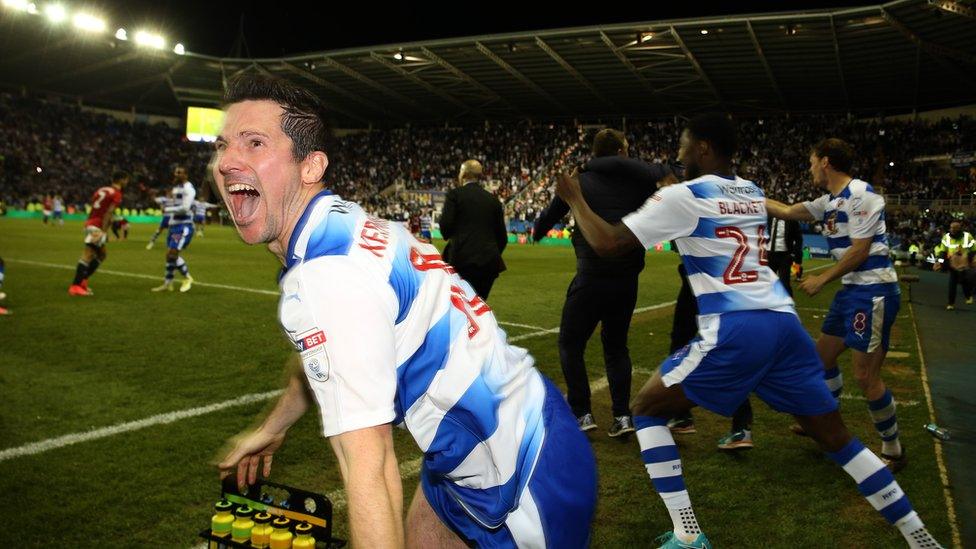 Yann Kermorgant celebrating the 1-0 play-off win