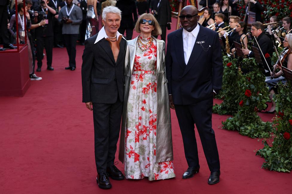 Baz Luhrmann, Anna Wintour and Edward Enninful attending the Vogue World: London show