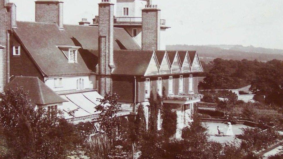 View of the house from the upper lawn