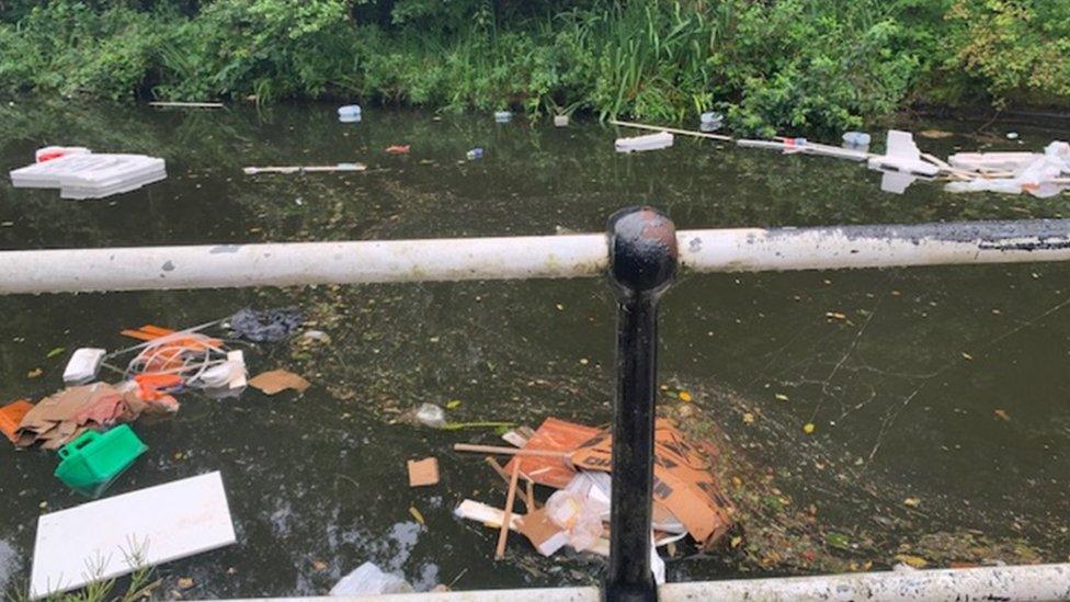 Waste in the Soho Loop canal.