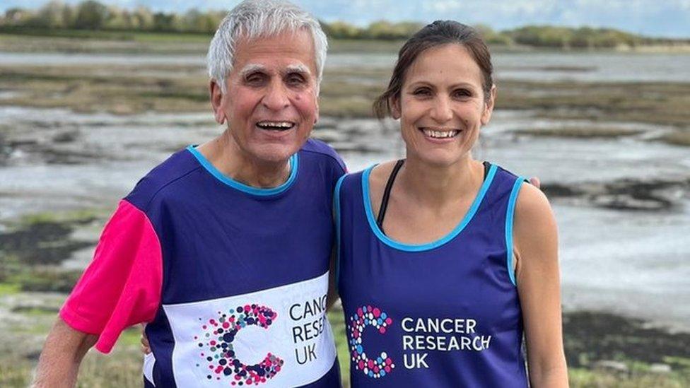 Anjana Gadgil with dad Dev in their running kits