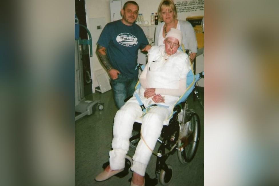 Connor in hospital with his parents