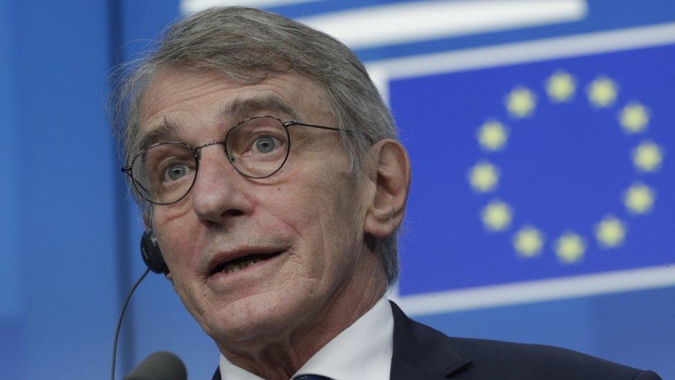 Image shows European Parliament President David Sassoli last month