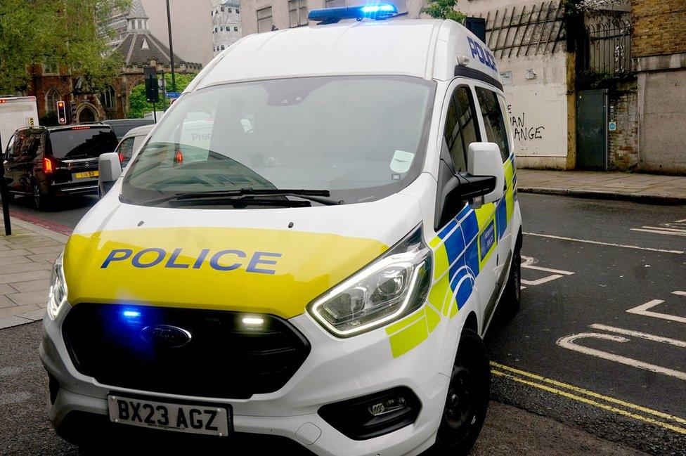 Police van outside court