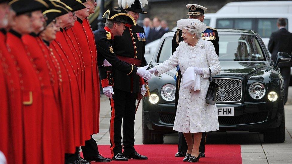 Queen Elizabeth II with Bentley Mulsanne