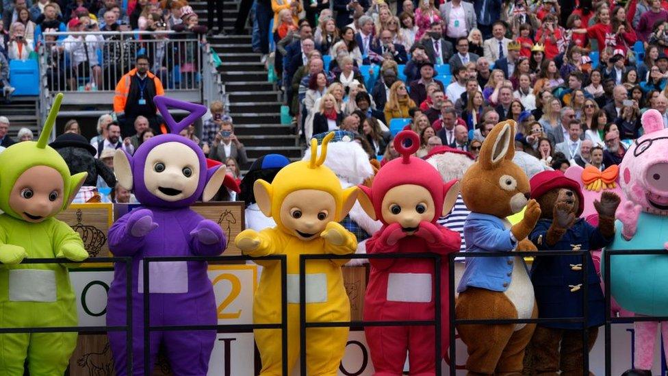 Teletubbies, Peter Rabbit, Paddington Bear and Daddy Pig from Peppa Pig