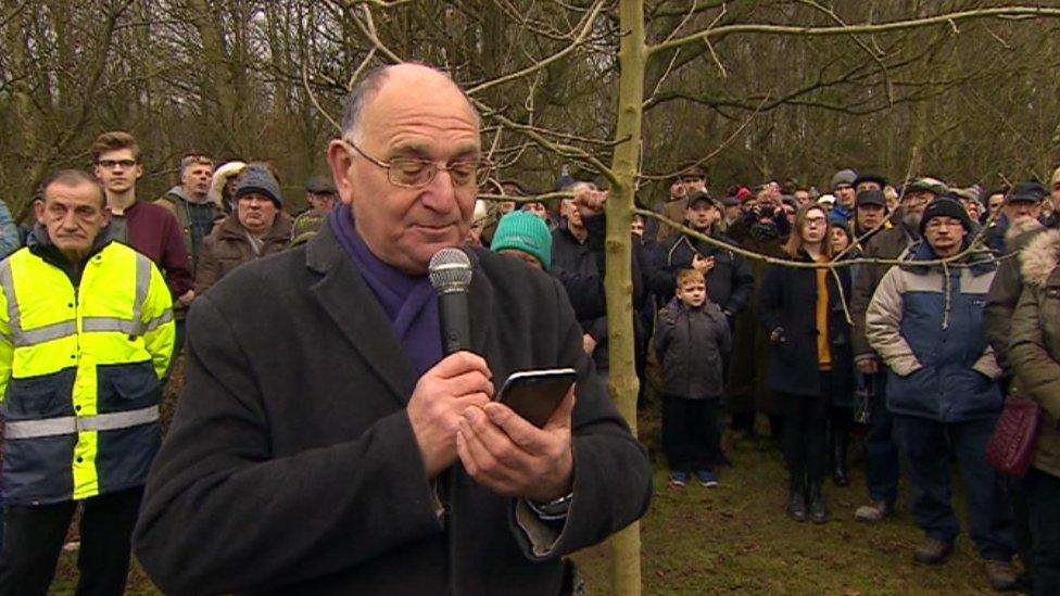 Crowds at the memorial walk in Halmerend