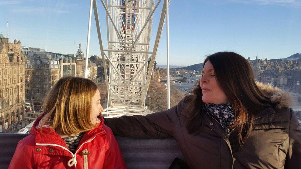 Nichola in Edinburgh with her daughter