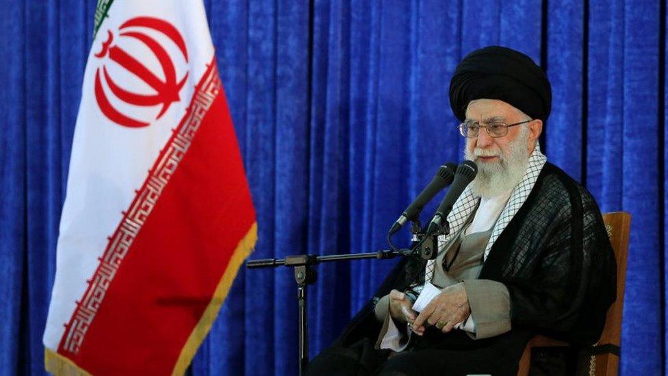 Iran's Supreme Leader Ayatollah Ali Khamenei during a speech on June 3