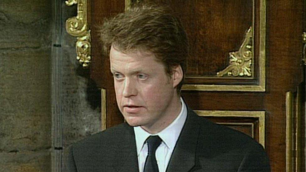 Earl Spencer delivering Diana's eulogy