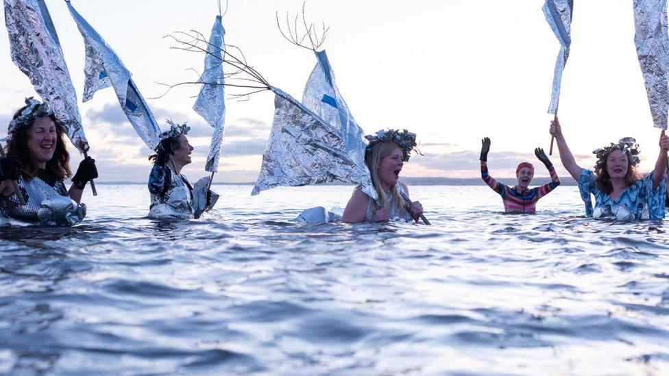 sunrise swim at Portobello Beach