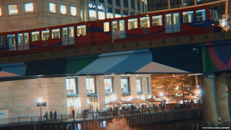 Rikke and a friend jumped into Middle Dock at London's Canary Wharf