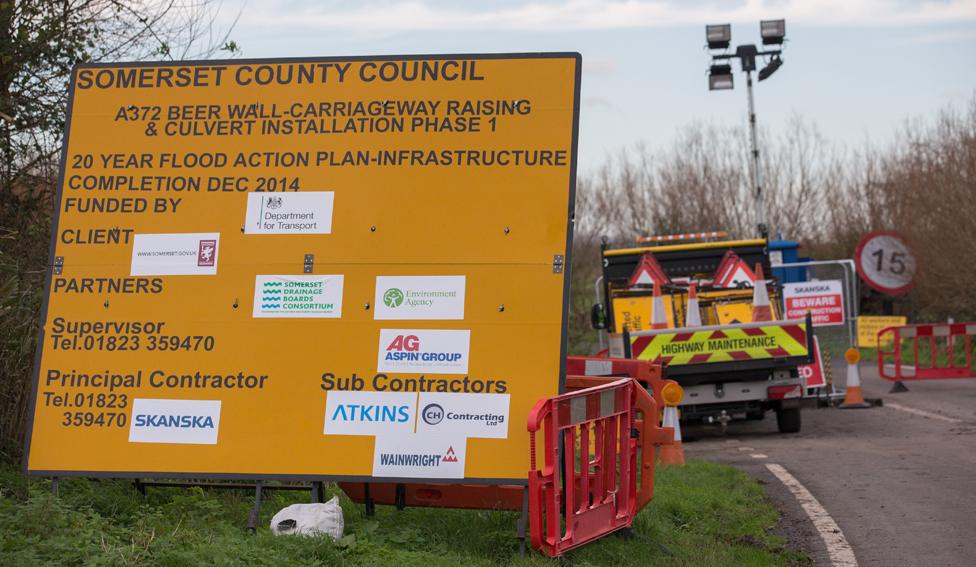 Flood defence project, Somerset 2014