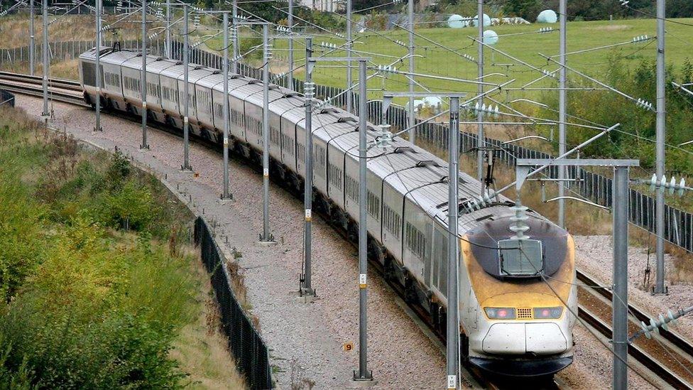 Eurostar train travelling through Ashford