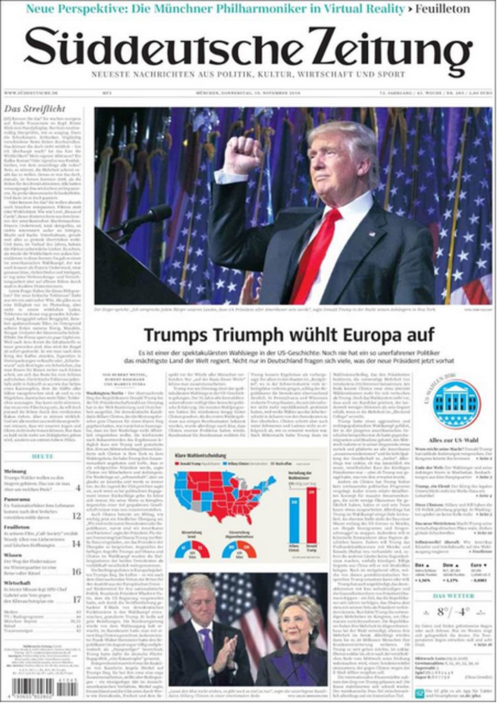 Front cover of German newspaper Suddeutsche Zeitung