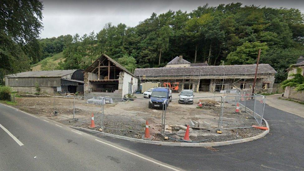 Site of Y Sied cookery school near Nantgaredig during conversion work