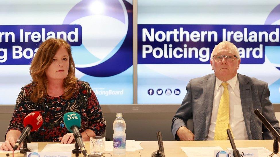 Policing Board chair Deirdre Toner and vice-chair Edgar Jardine