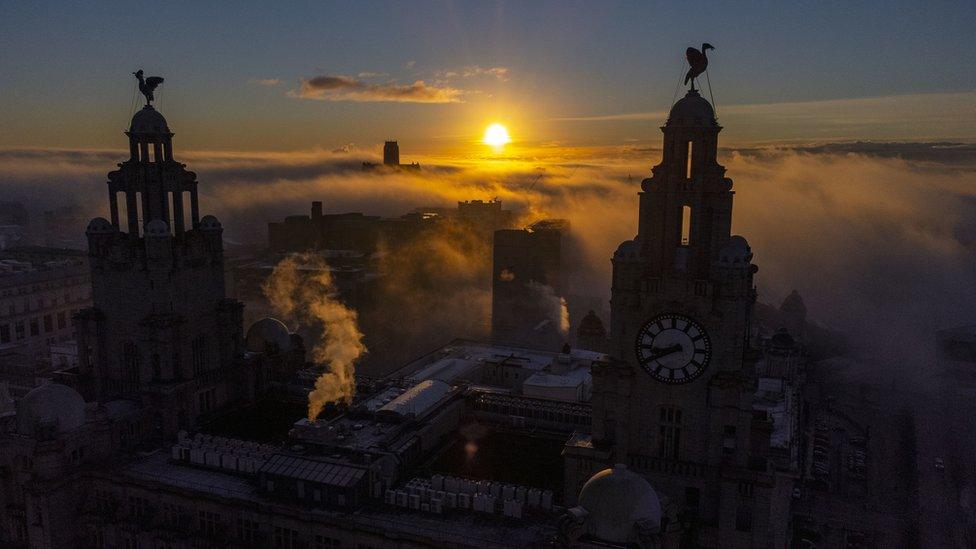 The Liver Buildings in Liverpool