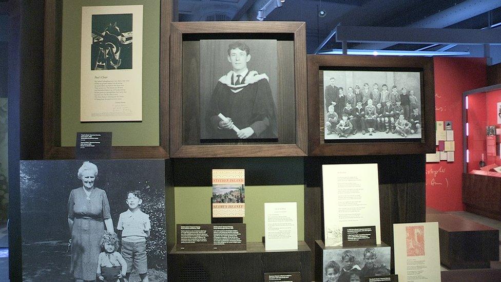 A selection of family photographs in the exhibition