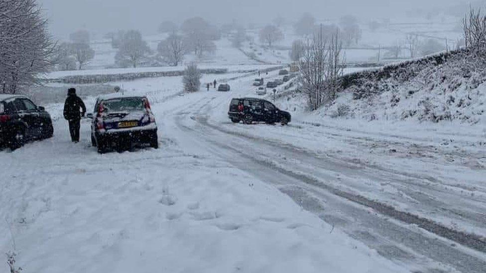 Traffic stuck in the snow