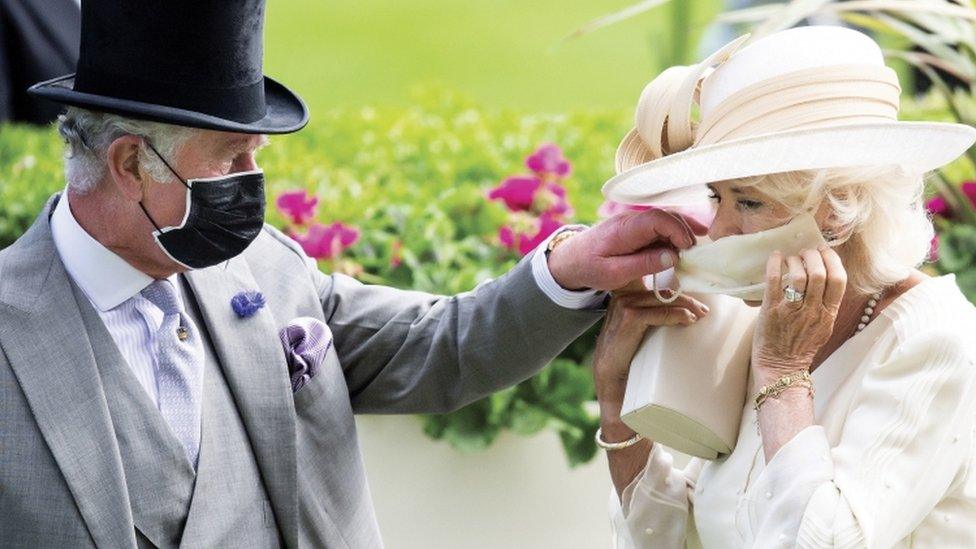 The Duke and Duchess of Cornwall's Christmas card where they are both in face masks