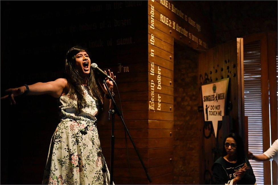 Stand-up comedy performance at Irish house during Kala Ghoda Art Festival 2018, on February 7, 2018 in Mumbai, India. T