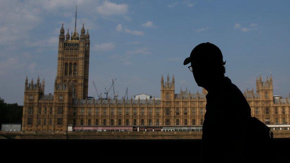 Silhouette outside Parliament