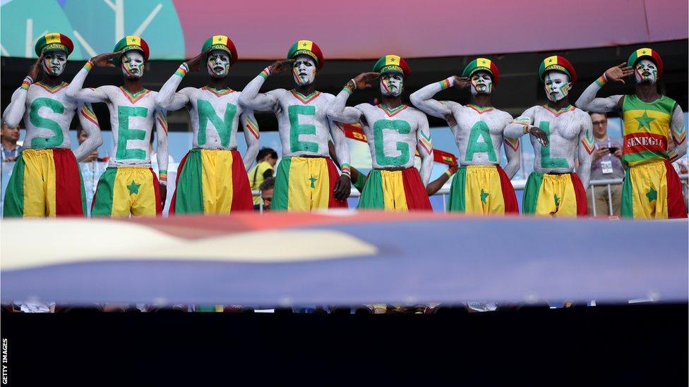 Painted Senegal football fans