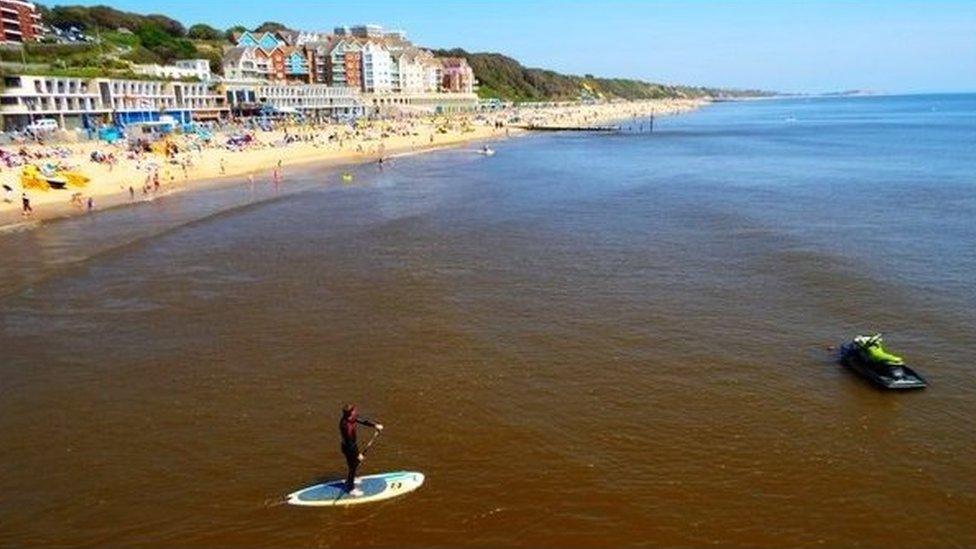 Discoloured water off Bournemouth beach