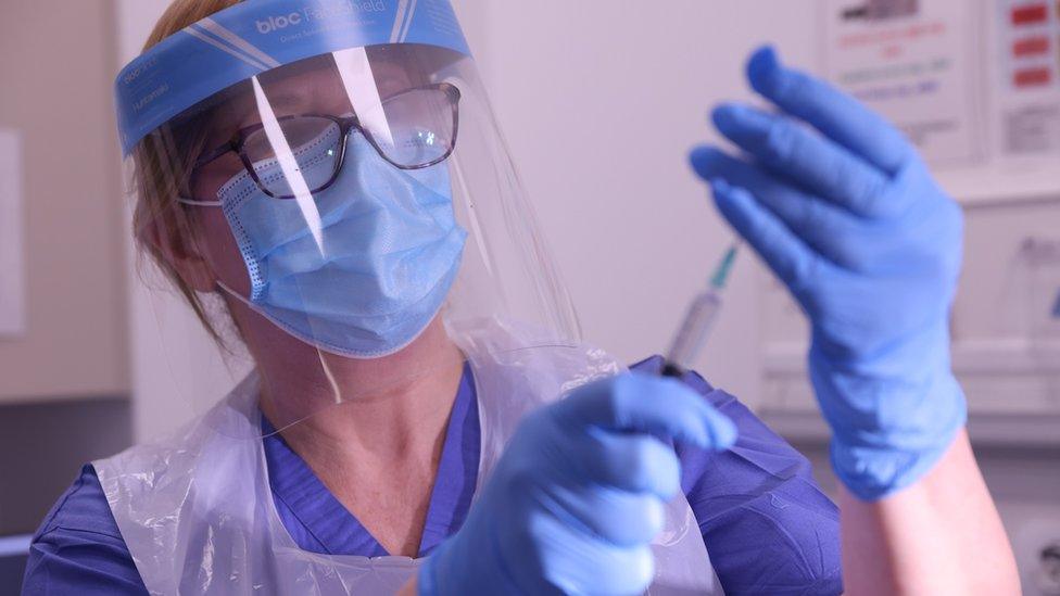 A Covid vaccinator at the Ulster Hospital in Dundonald