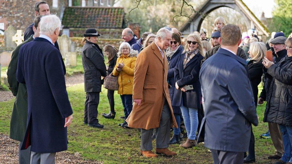 King Charles III at Castle Rising in Norfolk