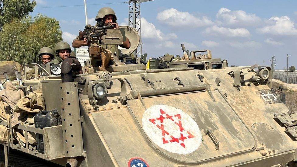 Israeli tanks near Kfar Aza kibbutz