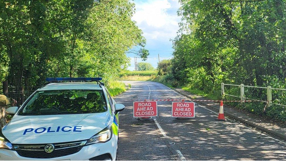 Police road closure near Botcheson village