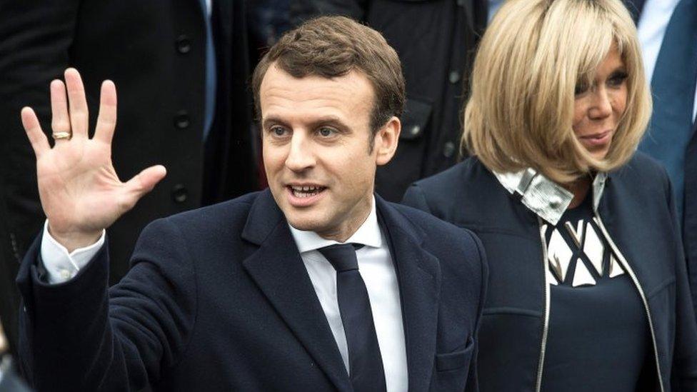 Emmanuel Macron and his wife Brigitte Trogneux. Photo: 7 May 2017