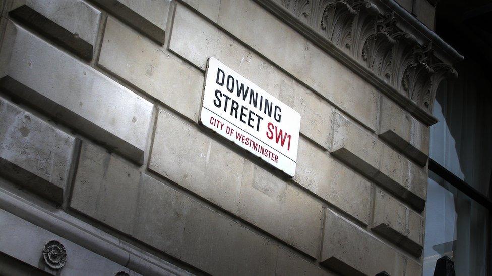 Downing Street sign.