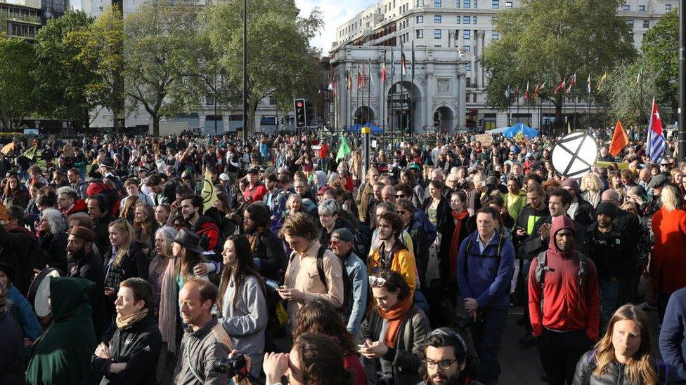 Protesters gathered at Speakers' Corner