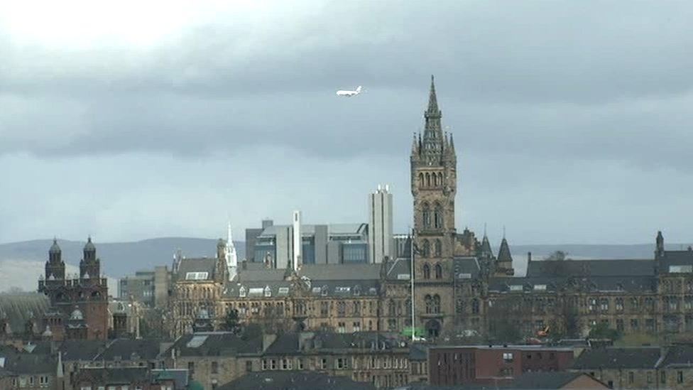 A380 lands at Glasgow Airport in 2014