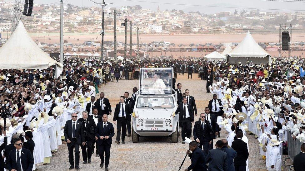 Pope in car, Madagascar