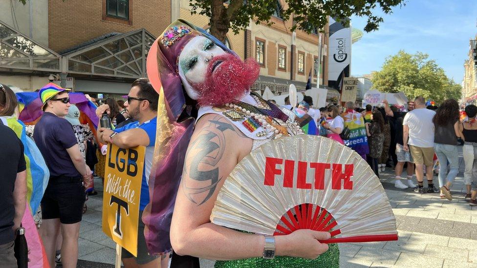 A drag queen at pride in Cardiff