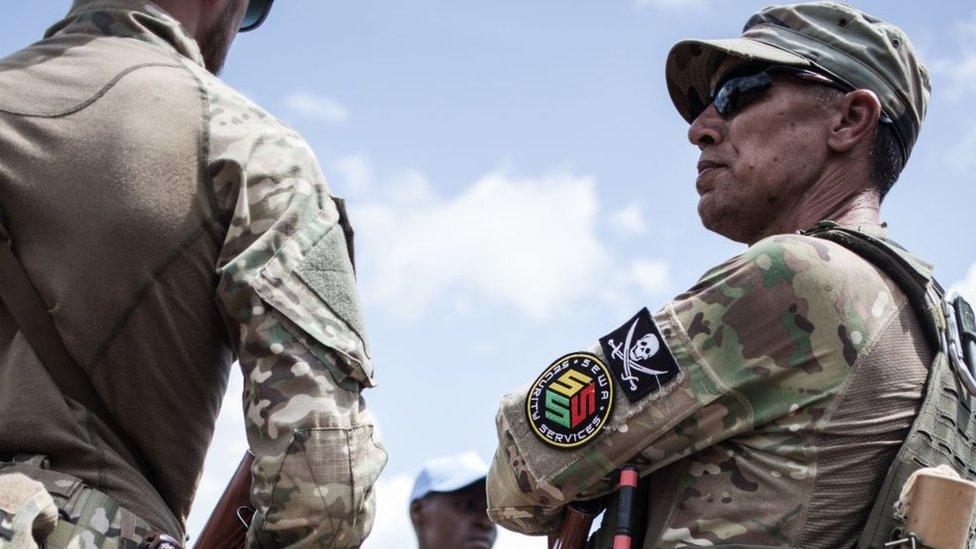 A member of the close protection unit for Central African republic President Touadera, composed by Russian private security company operatives from Sewa Security,