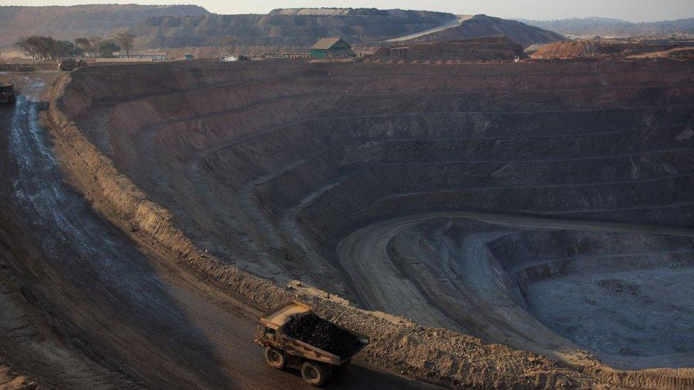 An open pit mine in Kolwezi, DRC, where cobalt and copper is extracted