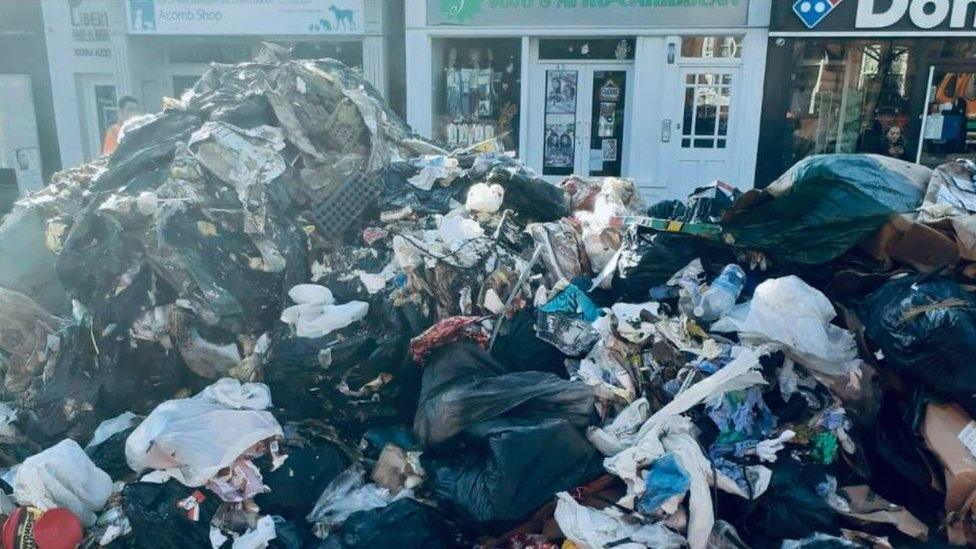 A bin lorry had to dump burning rubbish on the street in York